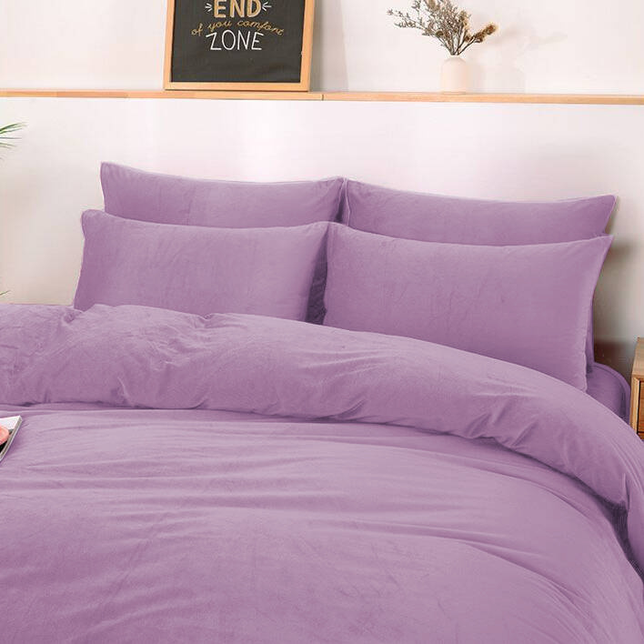 Pościel pluszowa zimowa miś gładka 200x220 3 el. fioletowa K014