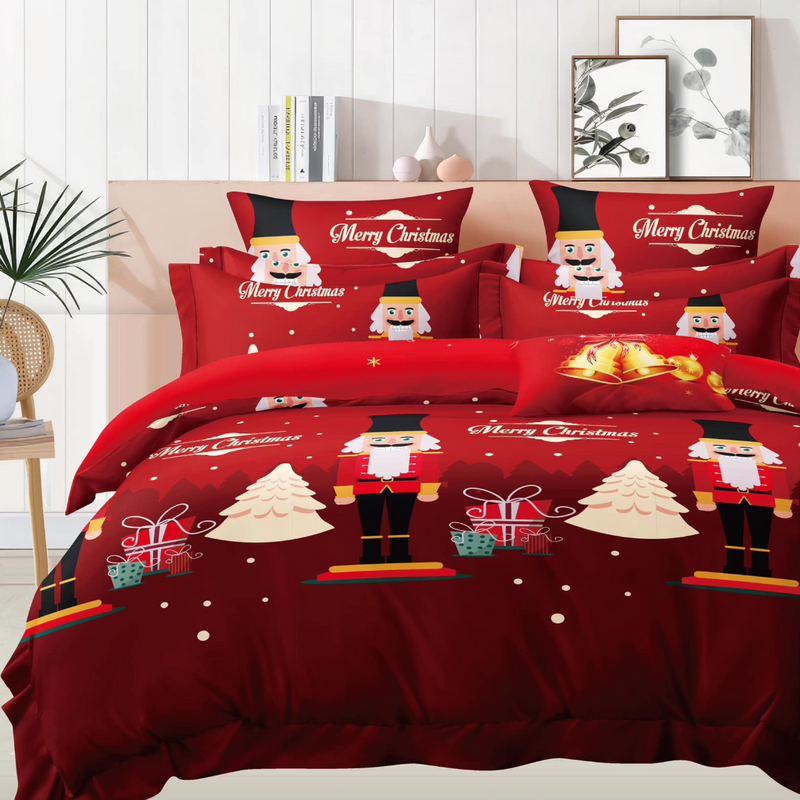 Pościel świąteczna czerwona w Dziadki do Orzechów 160x200 3 el. A034