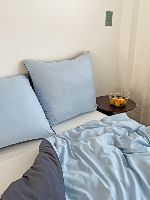 Pościel błękitna szara dwukolorowa gładka 200x220 3 el. Arctic F20