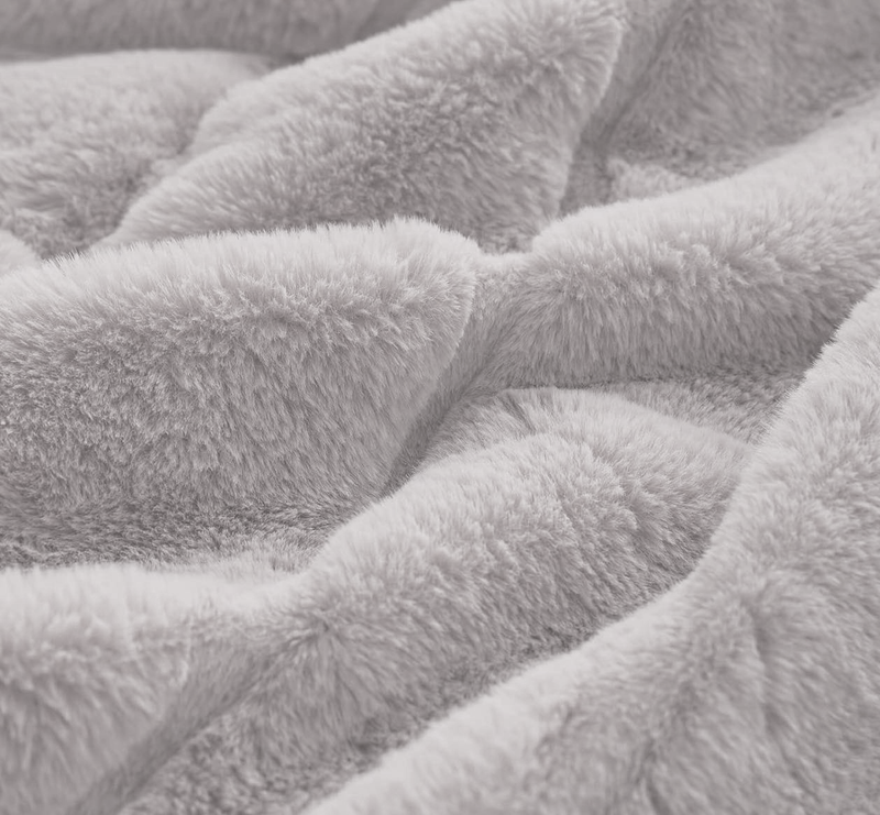 Koc pluszowy ciepły futerkowy miś RABBIT 200x220 jasny szary