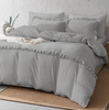Pościel z falbanką jasna szara 200x220 3 el. FFH2746