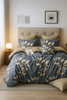 Pościel ciemna szara w liście 160x200 4 el. Marin C-116