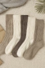 5-pak Skarpetki długie z wełny merynosa wzór warkocz neutralne kolory 35-38