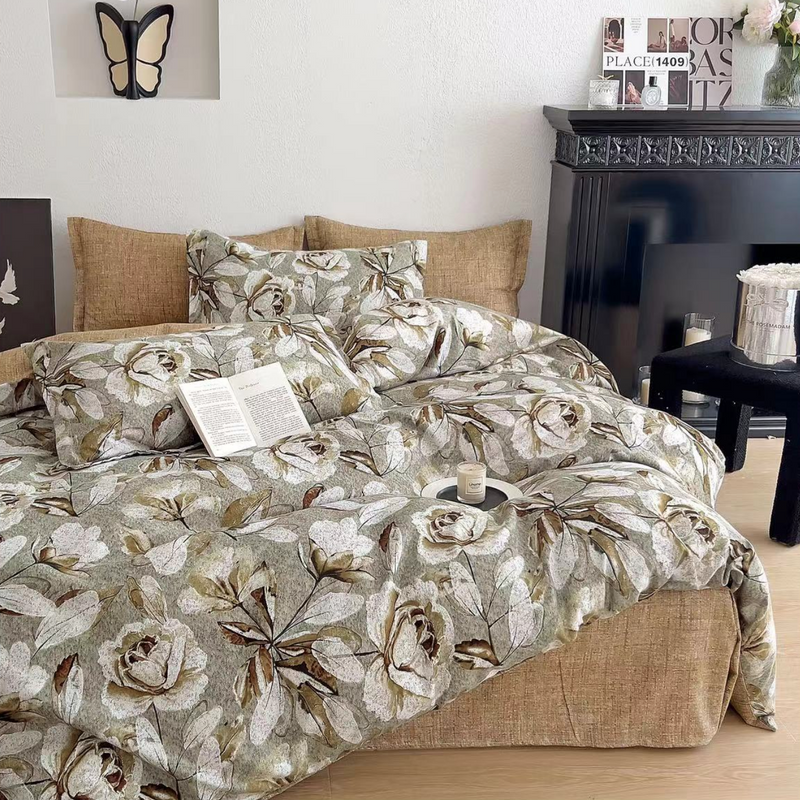 Pościel flanelowa gruba zimowa ciepła w kwiaty Orizaba 200x220 3 el. A-042