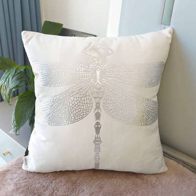 Poszewka na poduszkę dekoracyjna 40x40 ważka biała