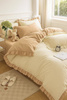 Pościel z falbanką kremowa i beżowa 160x200 3 el. dwukolorowa FAB77