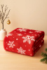 Koc świąteczny czerwony w śnieżynki 160x200