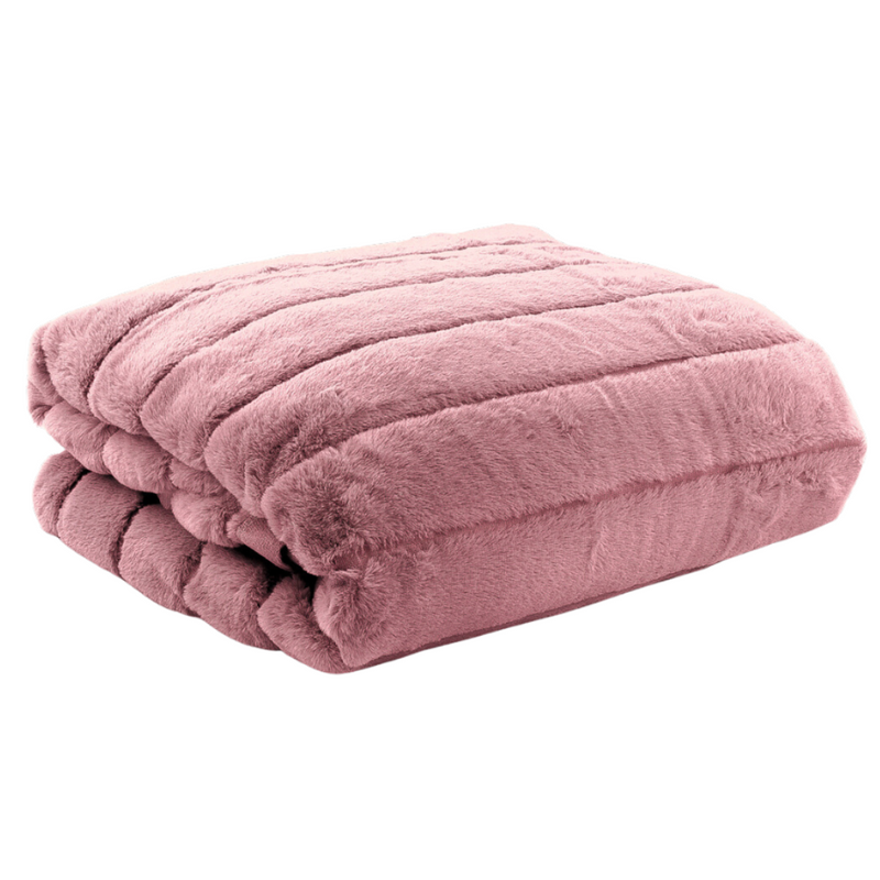 Koc pluszowy ciepły futerkowy miś RABBIT 200x220 różowy