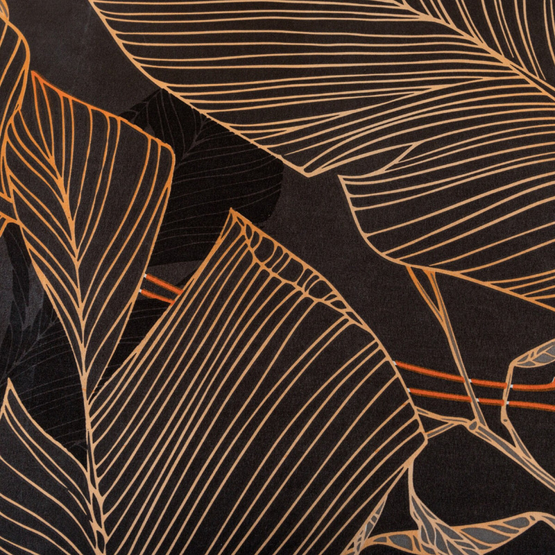 Pościel czarna w liście Lux 160x200 3 el.