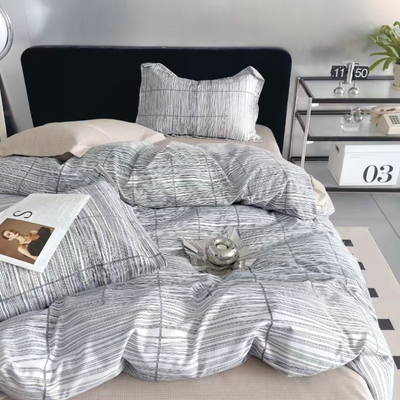Pościel flanelowa gruba zimowa ciepła w pasy Mizil 200x220 3 el. A-026
