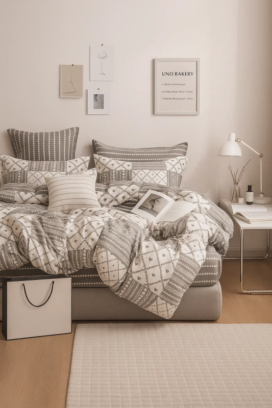 Pościel szara 160x200 4 el. Carinho C-31