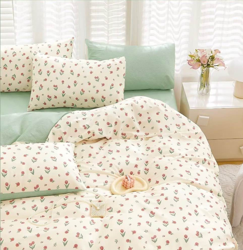 Pościel bawełniana w drobne wzory kwiatów 200x220 3 el. Manila