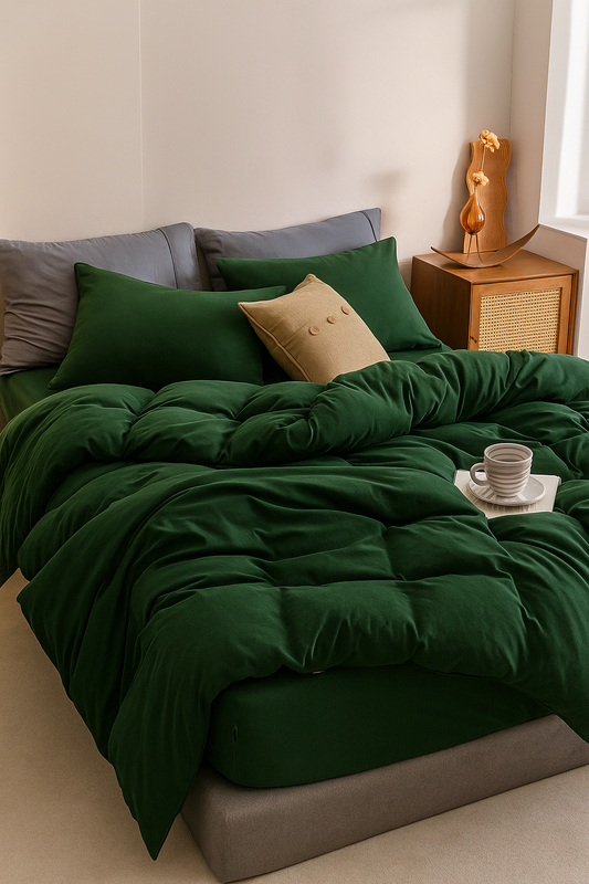 Pościel 200x220 3 el. gładka Butelkowa zielona S-6