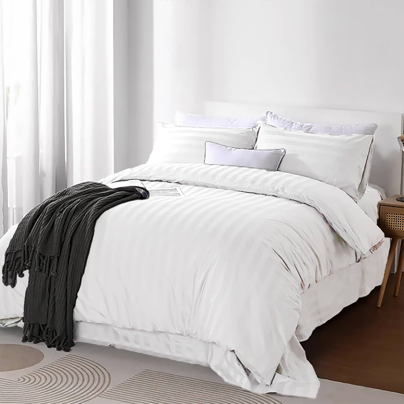 Pościel biała w pasy 200x220 3 el. Kim White