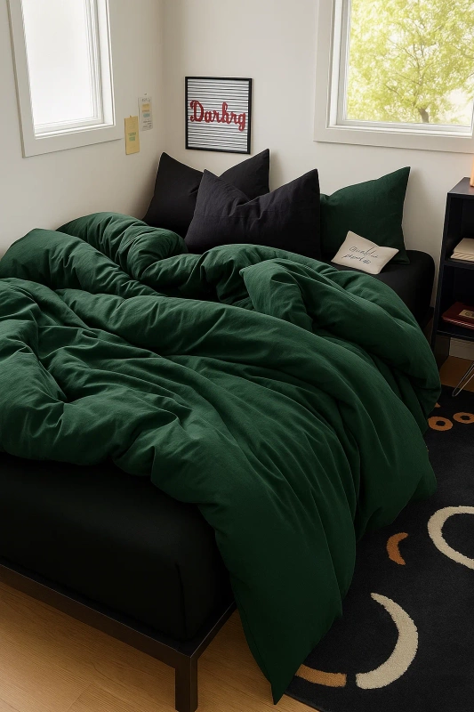 Pościel butelkowa zielona czarna 160x200 3 el.