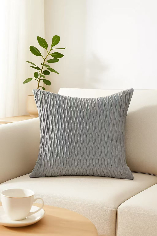 Poszewka na poduszkę welurowa Fala jasna szara 40x40