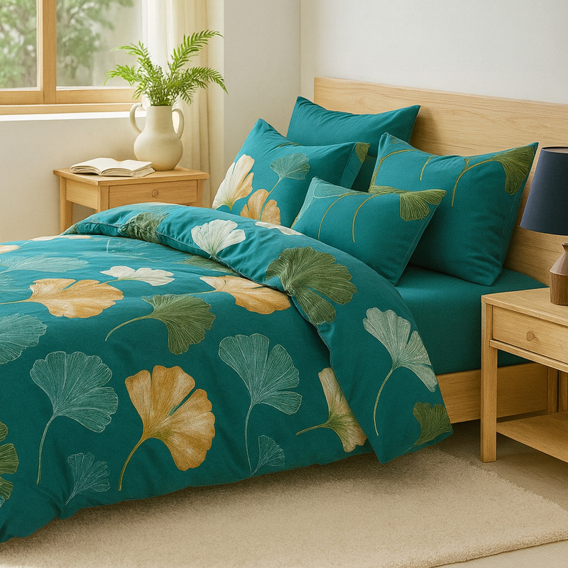 Pościel bawełniana turkusowa w dmuchawce 160x200 3 el. L13