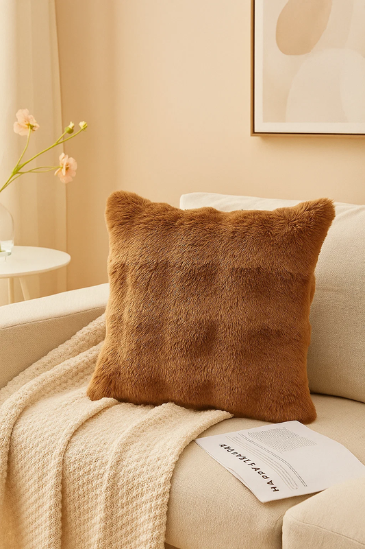 Poszewka na poduszkę dekoracyjna 40x40 BUBBLE brązowa pluszowa