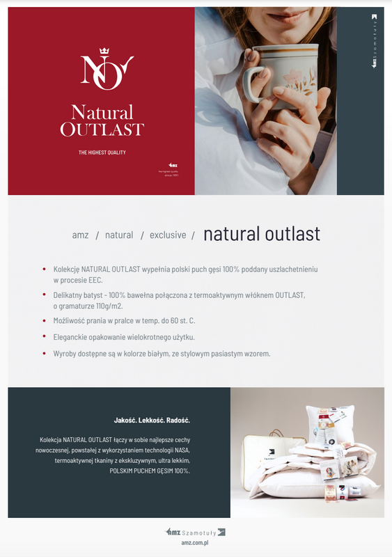 Kołdra 240x260 całoroczna naturalna puchowa NATURAL OUTLAST