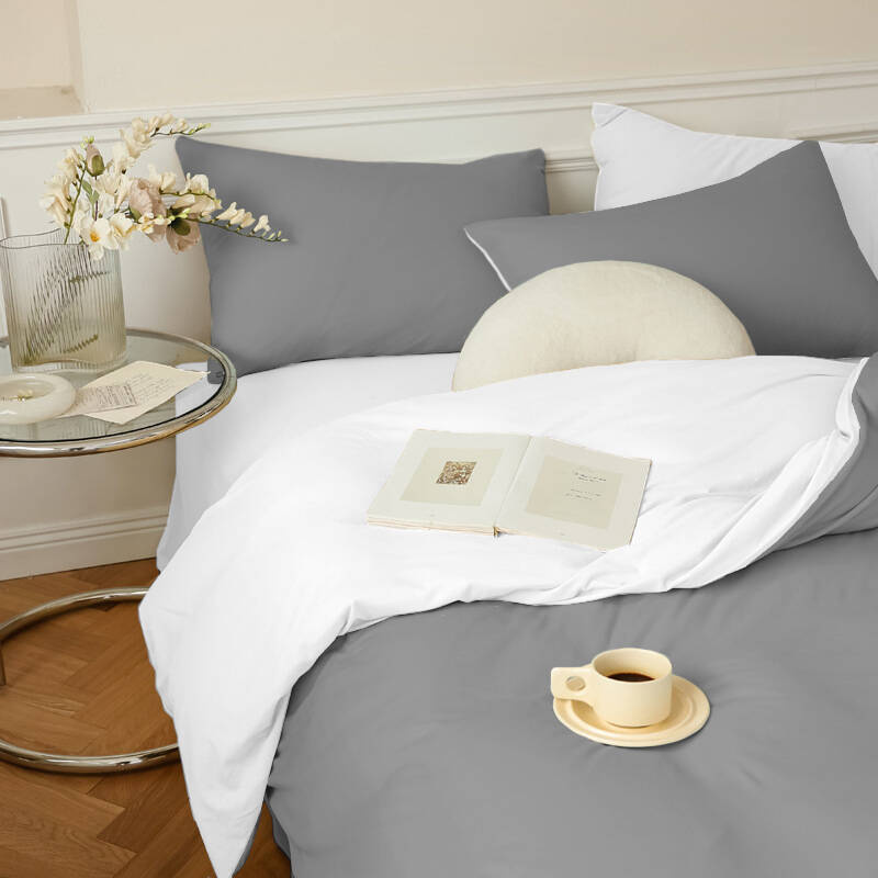 Pościel bawełniana 180x200 3 el. Greywhite szaro-biała M1378