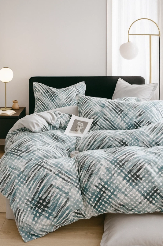 Pościel flanelowa gruba zimowa ciepła geometryczna Guasave 160x200 3 el. A-049