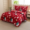 Pościel pluszowa zimowa miś świąteczna czerwona w mikołaje i choinki 200x220 3 el.