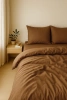 Pościel brązowa czekoladowa jednokolorowa gładka 160x200 3 el. Cozy F14