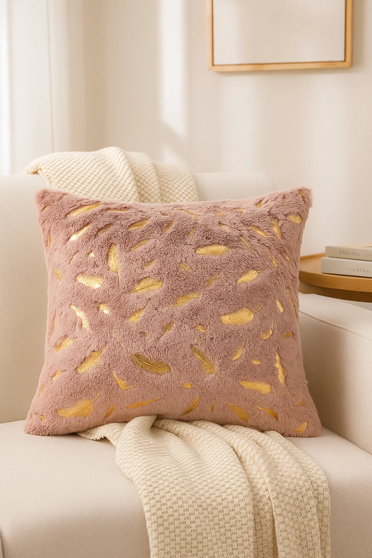 Poszewka na poduszkę w listki różowa