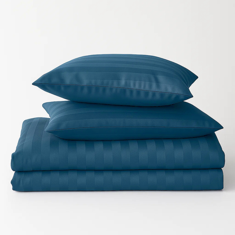 Pościel w pasy niebieska 160x200 4 el. Kim Blue