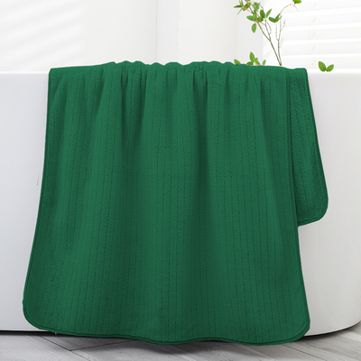 Ręcznik kąpielowy butelkowy zielony w paski z mikrofibry 70x140 szybkoschnący