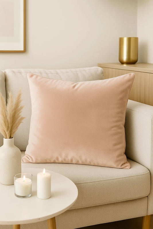 Poszewka na poduszkę welurowa jasna łososiowa 40x40