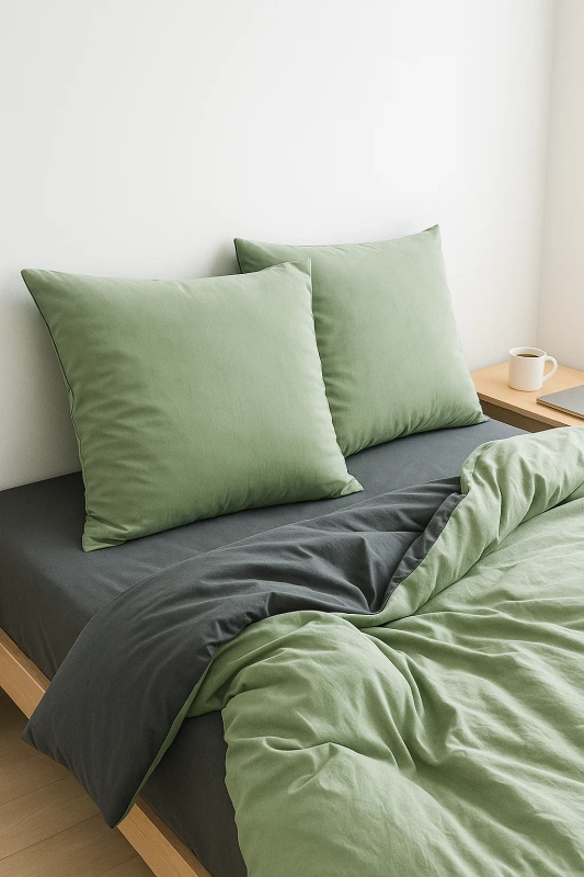Pościel szałwiowa szara dwukolorowa gładka 200x220 3 el. Sage F19