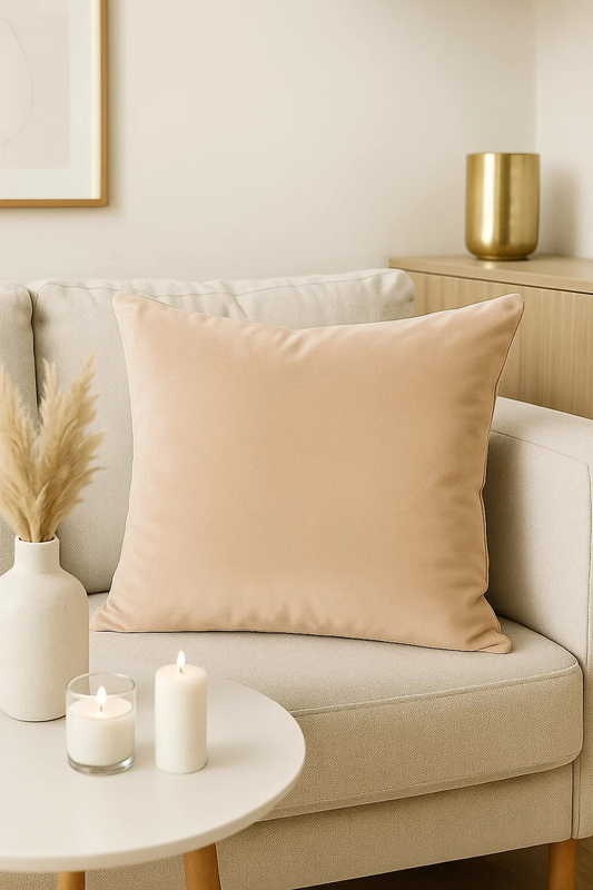 Poszewka na poduszkę welurowa kremowa nude 40x40