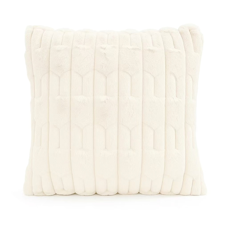 Poszewka na poduszkę dekoracyjna 40x40 tłoczona we wzór 3D pluszowa ecru