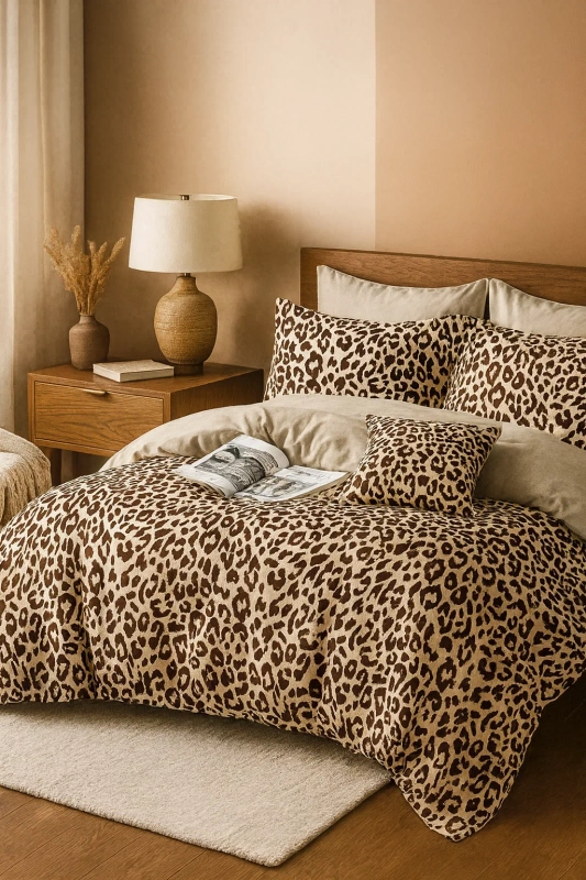 Pościel bawełniana w cętki, panterkę 160x200 3 el. Leopard B-1682