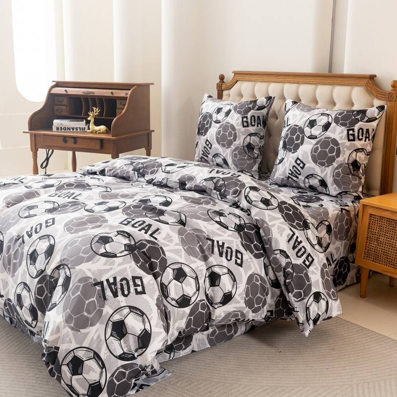 Pościel szara w piłki Football 160x200 4 el.