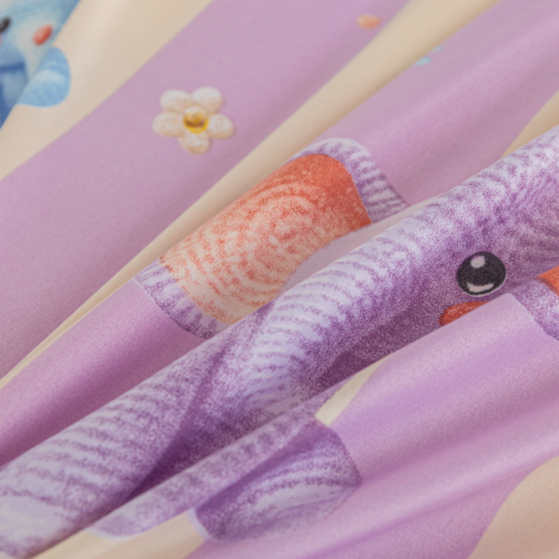 Pościel dziecięca w słonie słoniki lawendowa Elephant 160x200 3 el.