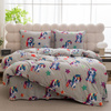 Pościel pluszowa zimowa miś jasna szara w jednorożce 160x200 3 el.