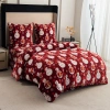 Pościel pluszowa zimowa miś świąteczna czerwona w bałwany 200x220 3 el.