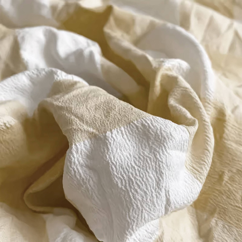 Pościel Kora krata beżowo-biała 200x220 4 el. P2-014