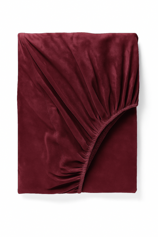 Prześcieradło pluszowe z gumką MIŚ czerwone bordowe 90x200