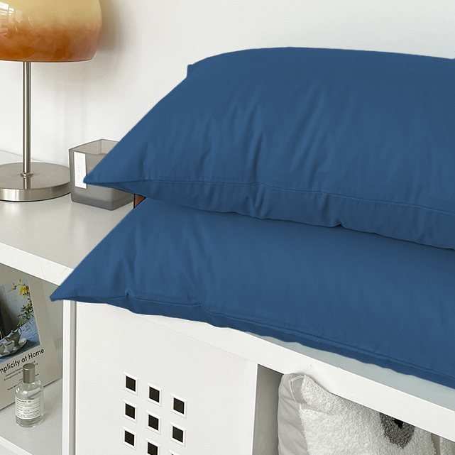 Pościel jednokolorowa gładka 200x220 3 el. niebieska granatowa S003