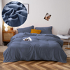 Pościel pluszowa zimowa miś gładka 160x200 3 el. niebieskoszara
