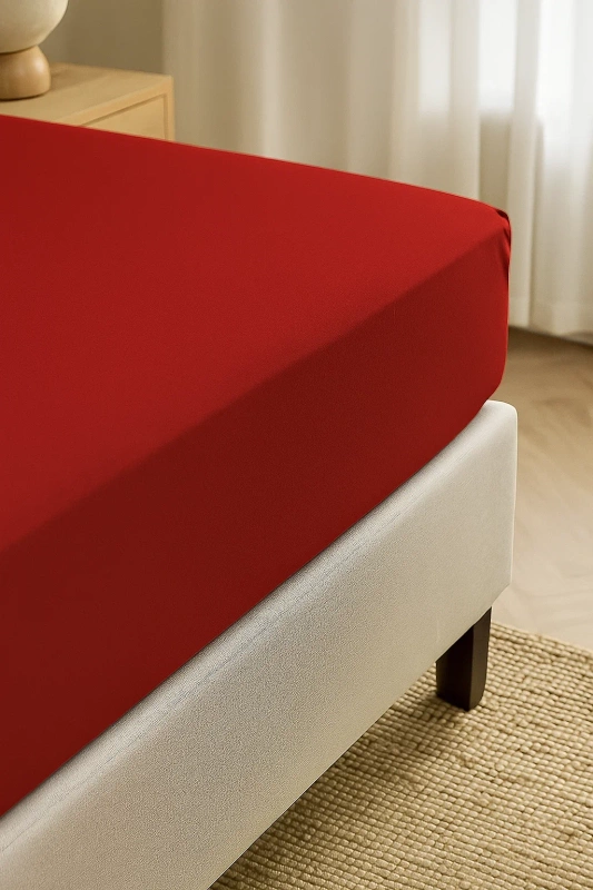 Prześcieradło z gumką czerwone 140x200