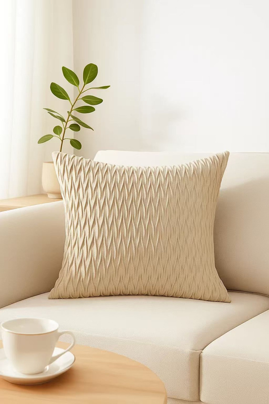 Poszewka na poduszkę welurowa Fala beżowa 40x40