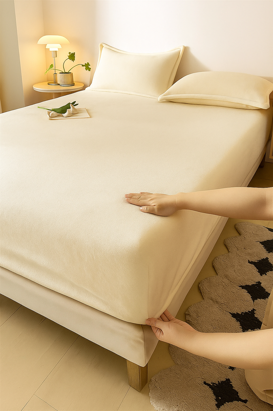 Prześcieradło pluszowe z gumką MIŚ kremowe ecru 200x220