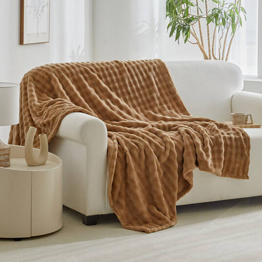 Koc pluszowy bąbelkowy 3D BUBBLE 200x220 brązowy