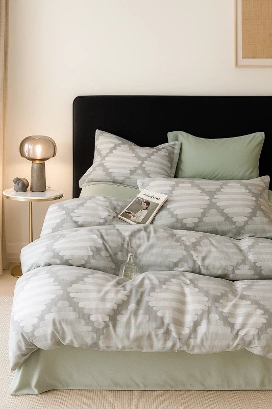 Pościel flanelowa gruba zimowa ciepła geometryczna Mapimi 200x220 4 el. A-044