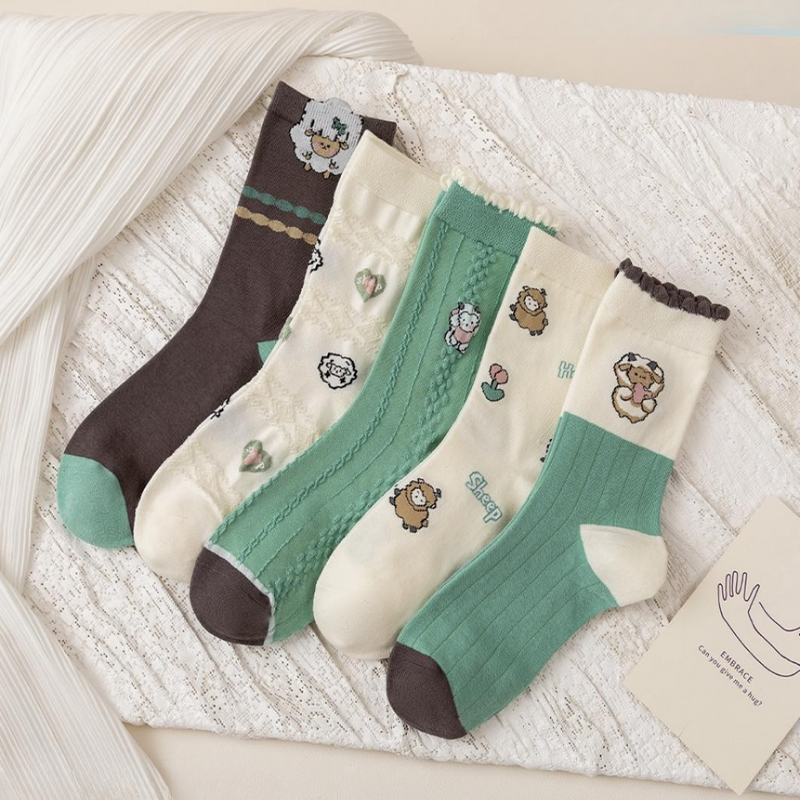 5-pak Skarpetki bawełniane damskie HAPPY SHEEP 39-42
