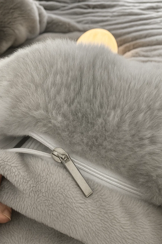 Pościel pluszowa zimowa miś tłoczona we wzór 3D MAXI BUBBLE 200x220 3 el. jasna szara